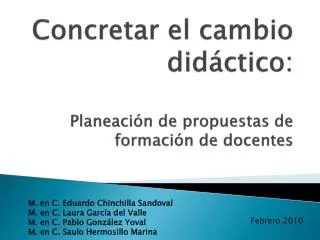 concretar el cambio did ctico planeaci n de propuestas de formaci n de docentes