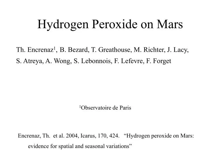 hydrogen peroxide on mars