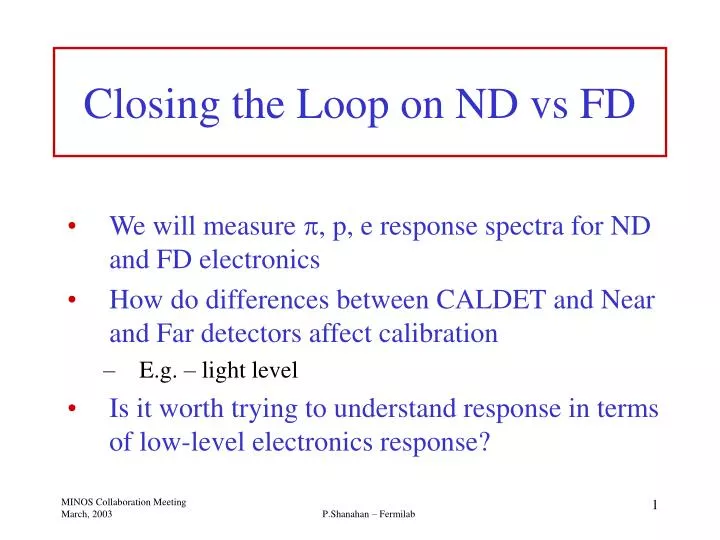 closing the loop on nd vs fd