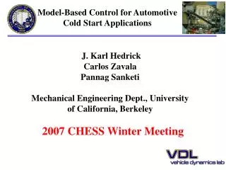 Model-Based Control for Automotive Cold Start Applications