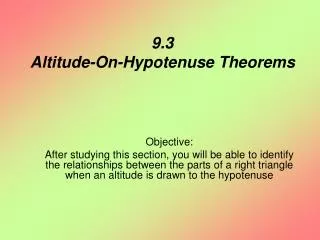 9.3 Altitude-On-Hypotenuse Theorems
