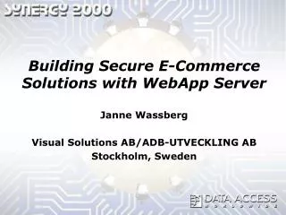 Building Secure E-Commerce Solutions with WebApp Server