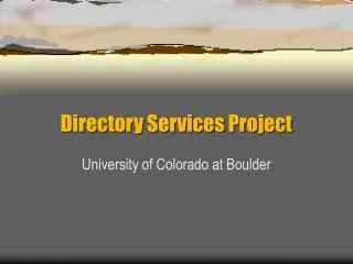 Directory Services Project