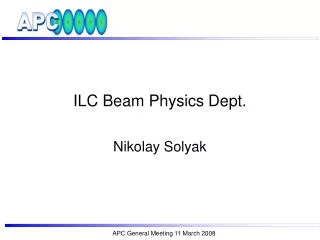 ILC Beam Physics Dept.