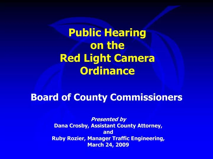 public hearing on the red light camera ordinance