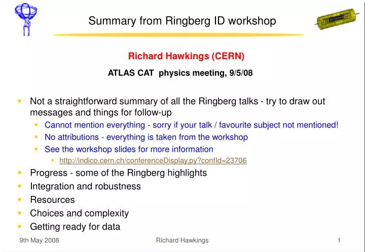 summary from ringberg id workshop