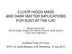 Implications of 3-Loop Higgs Mass for Supersymmetry and Dark Matter at the LHC - slide 1