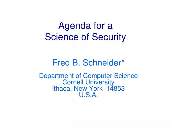 agenda for a science of security