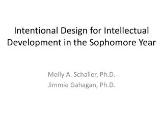 Intentional Design for Intellectual Development in the Sophomore Year