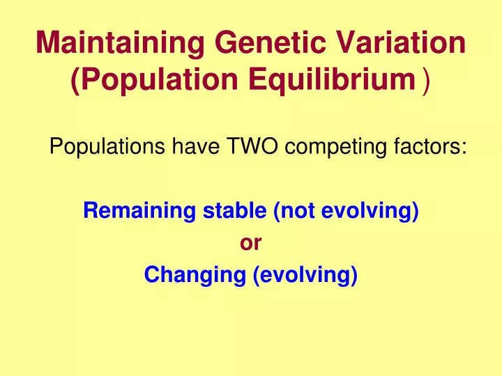 maintaining genetic variation population equilibrium