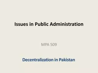 Issues in Public Administration