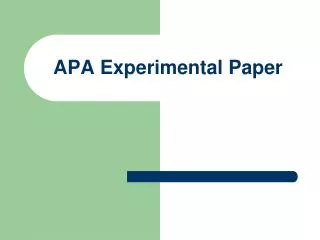 APA Experimental Paper