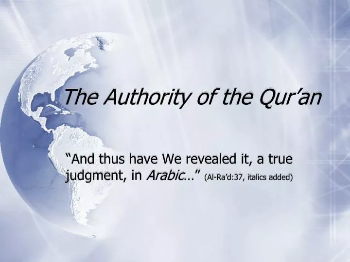 the authority of the qur an