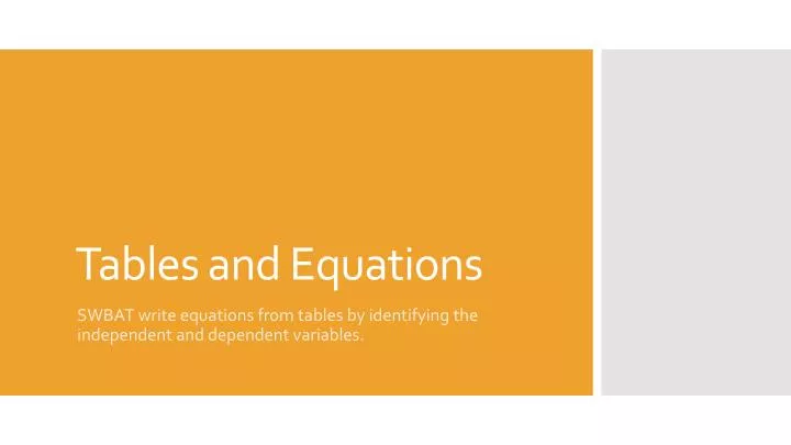 tables and equations