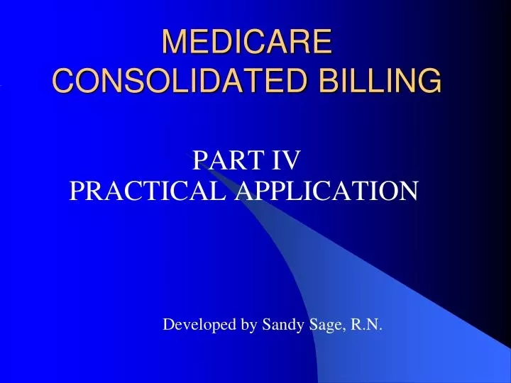 medicare consolidated billing