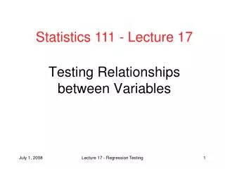 Testing Relationships between Variables