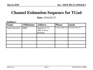 Channel Estimation Sequence for TGad