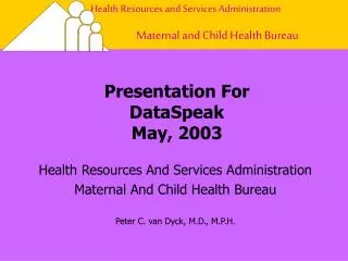 Presentation For DataSpeak May, 2003