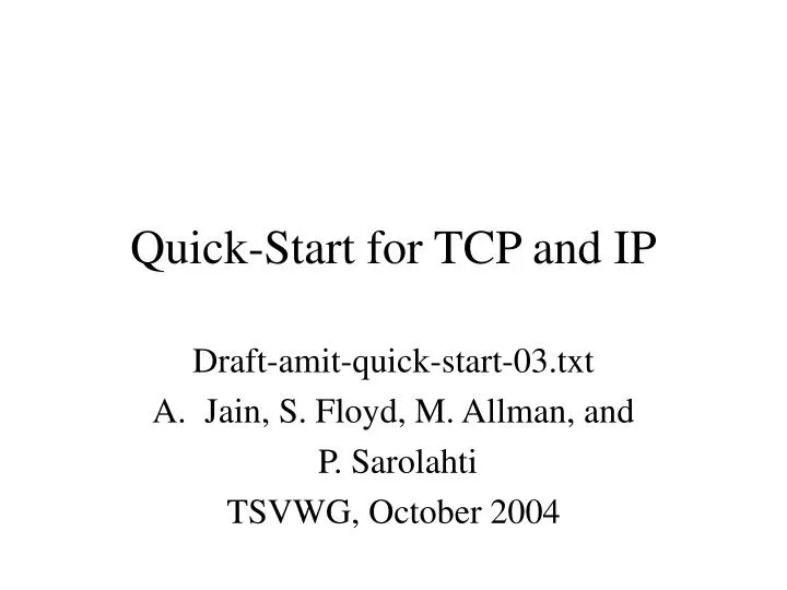 quick start for tcp and ip