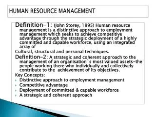 HUMAN RESOURCE MANAGEMENT