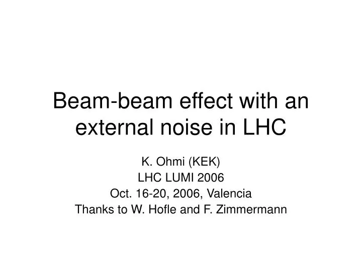 beam beam effect with an external noise in lhc