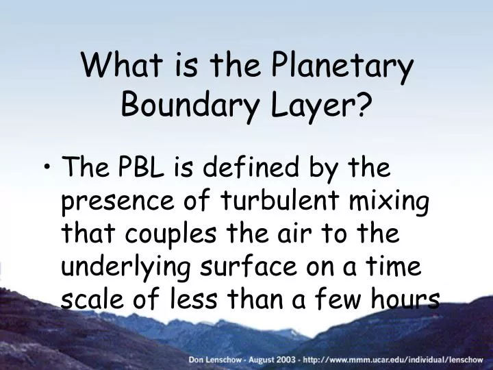 what is the planetary boundary layer