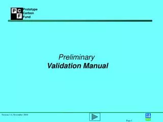 Preliminary Validation Manual