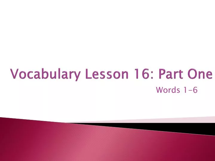 vocabulary lesson 16 part one