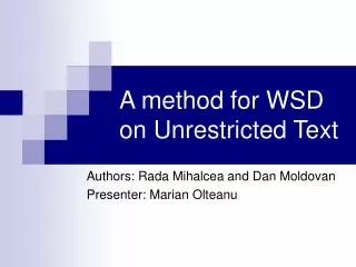 A method for WSD on Unrestricted Text