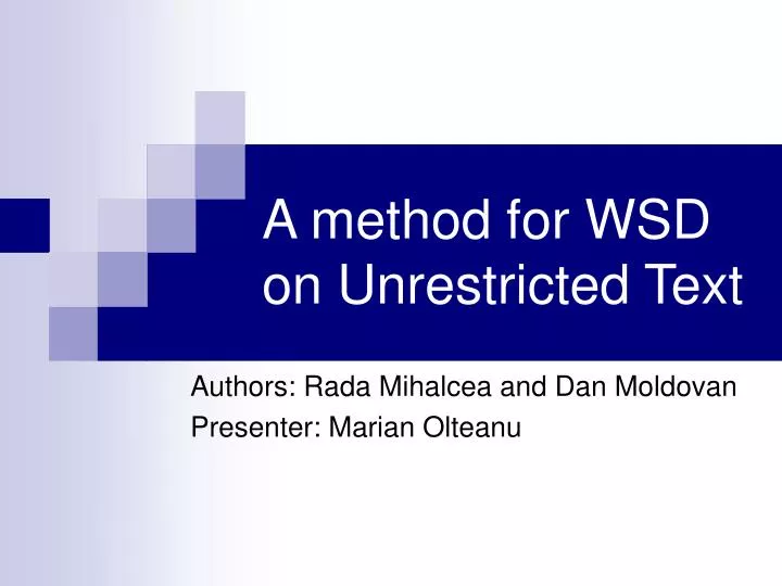 a method for wsd on unrestricted text
