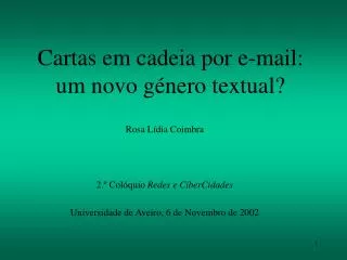 cartas em cadeia por e mail um novo g nero textual