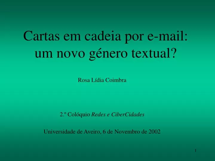 cartas em cadeia por e mail um novo g nero textual