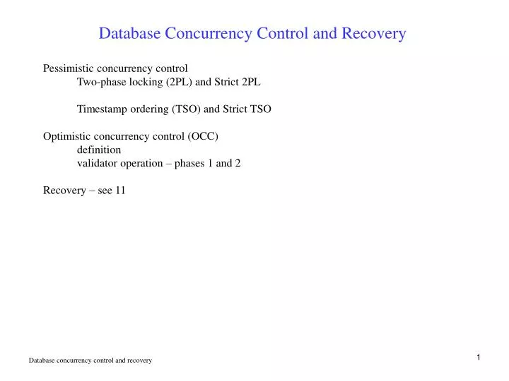 database concurrency control and recovery
