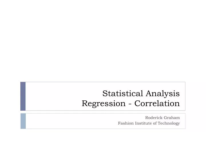 statistical analysis regression correlation