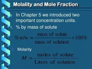 Molality and Mole Fraction