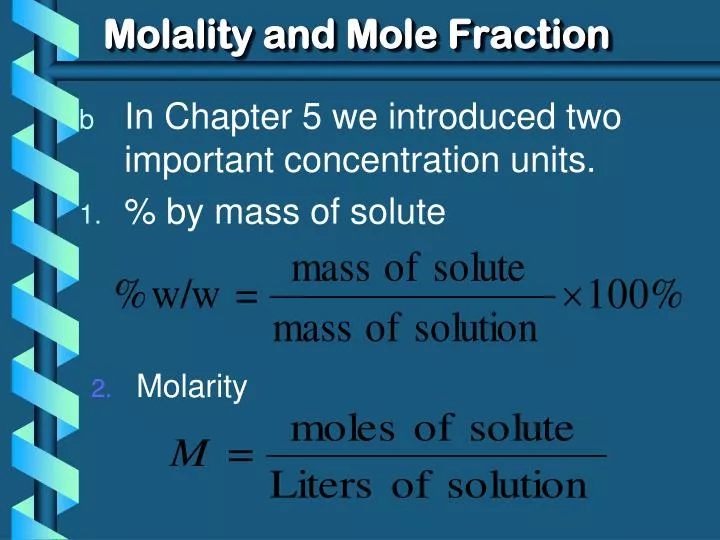 molality and mole fraction