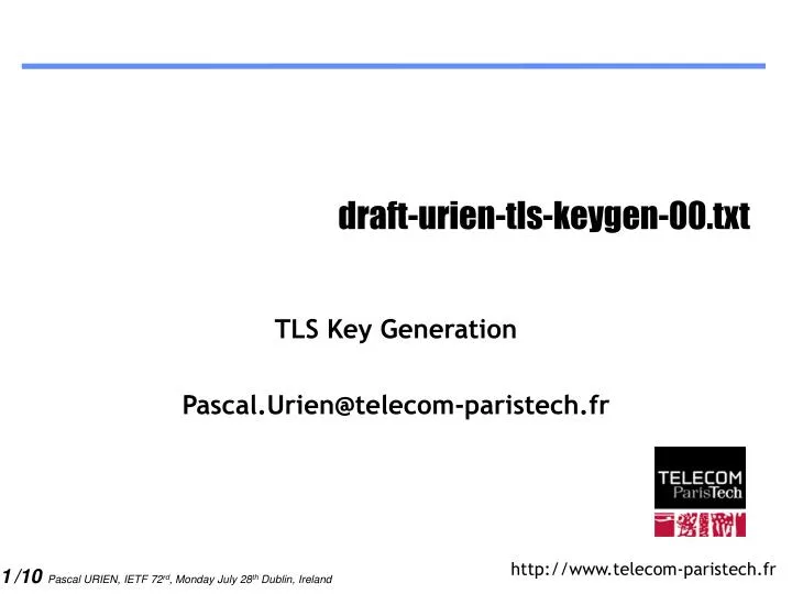 draft urien tls keygen 00 txt