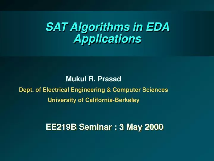 sat algorithms in eda applications