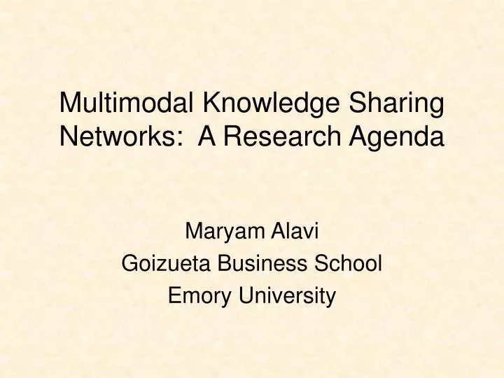 multimodal knowledge sharing networks a research agenda