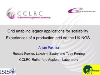 Grid enabling legacy applications for scalability Experiences of a production grid on the UK NGS