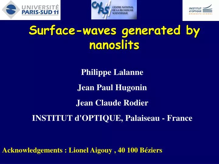 surface waves generated by nanoslits