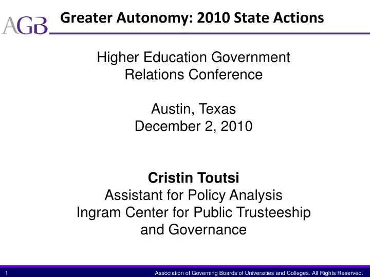 greater autonomy 2010 state actions
