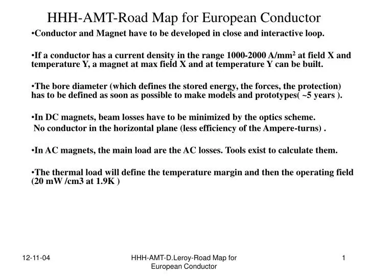 hhh amt road map for european conductor