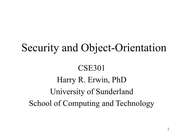 security and object orientation