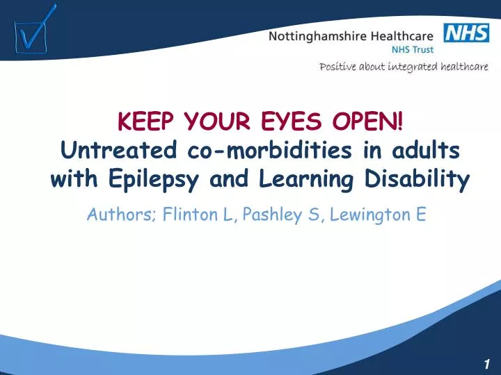 keep your eyes open untreated co morbidities in adults with epilepsy and learning disability
