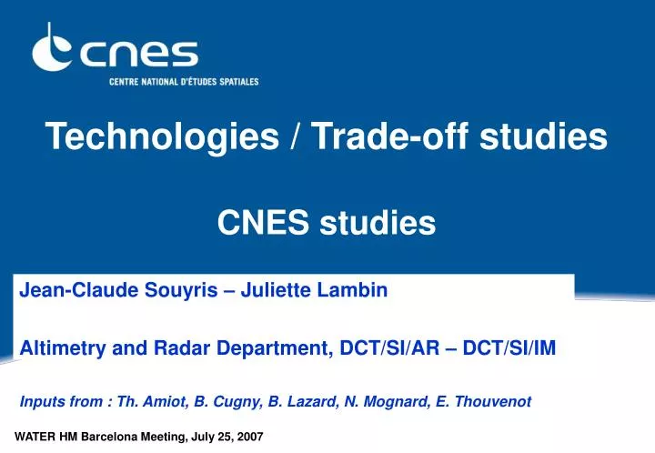 technologies trade off studies cnes studies