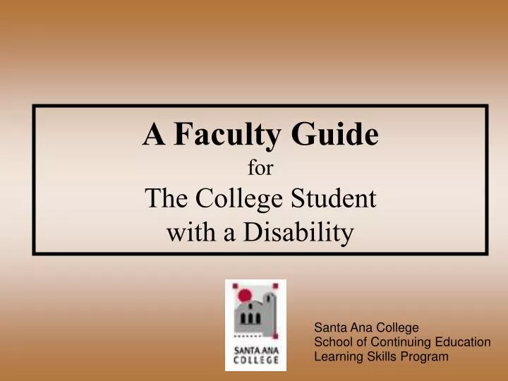 a faculty guide for the college student with a disability