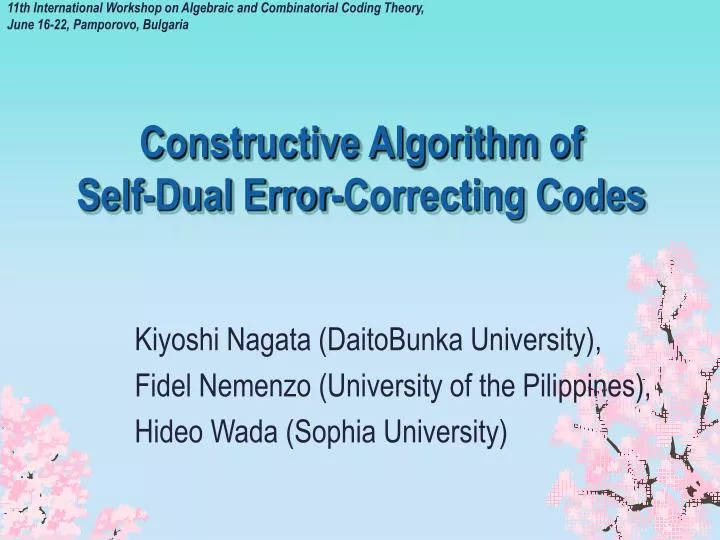 constructive algorithm of self dual error correcting codes