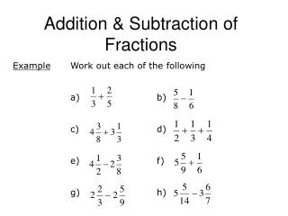 Addition &amp; Subtraction of Fractions