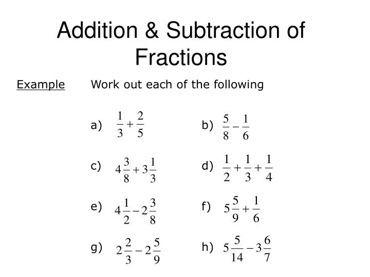 addition subtraction of fractions